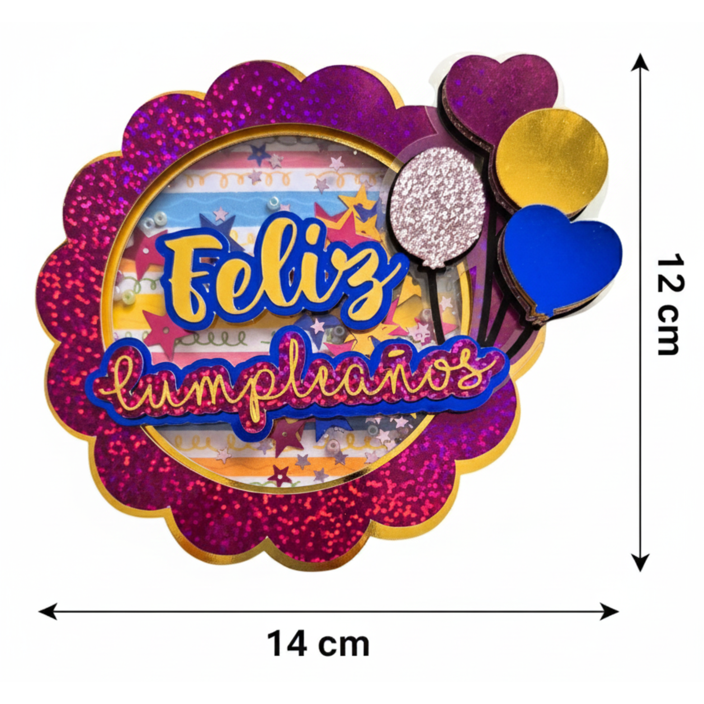 Feliz Cumpleaños Glitter – Cake Topper Personalizado