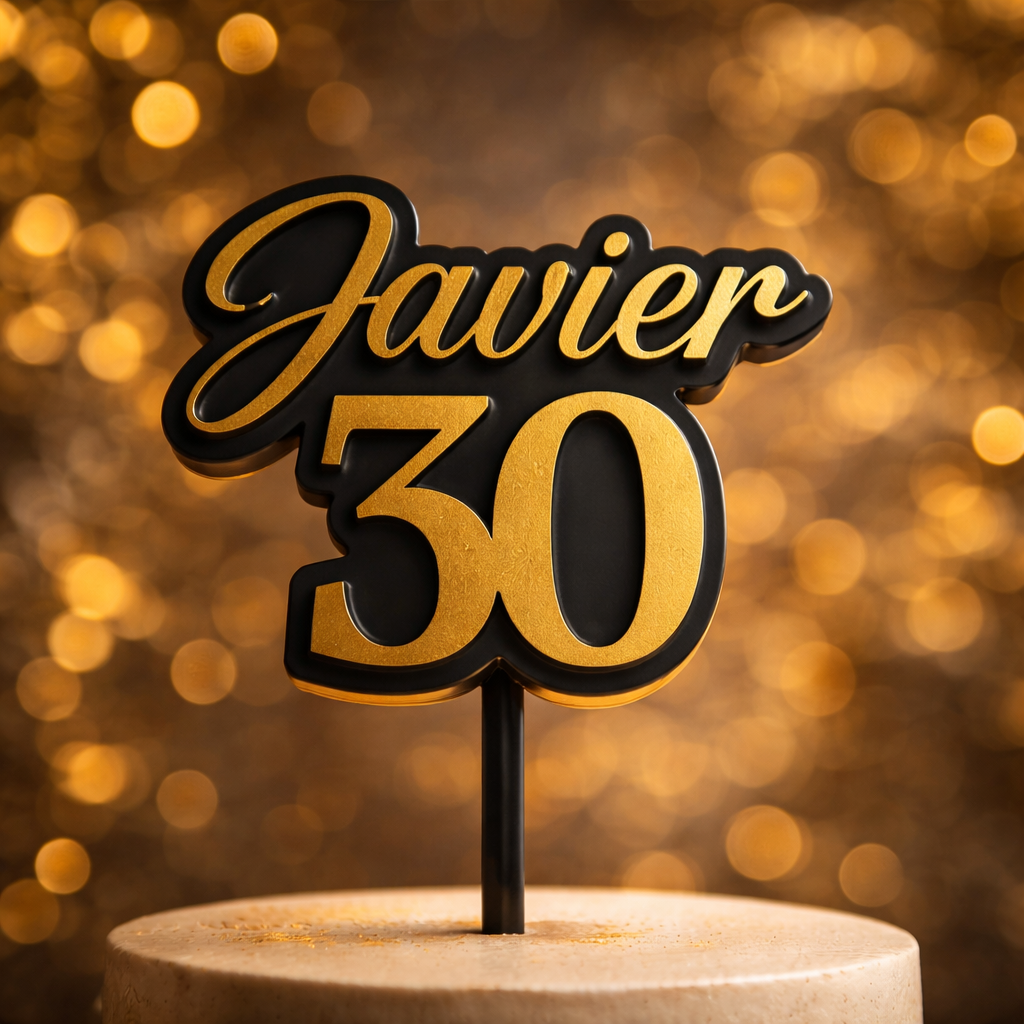 Cake Topper "Feliz Cumpleaños 30 Dorado"