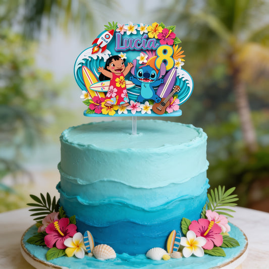 Cake Topper "Cumpleaños Hawaiano"