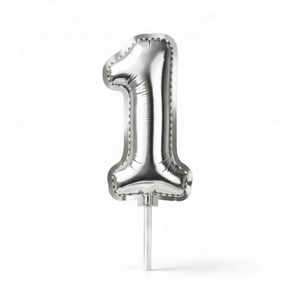 Cake Toppers Números Estilo Globo – Plateado