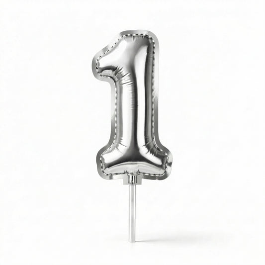 Cake Toppers Números Estilo Globo – Plateado