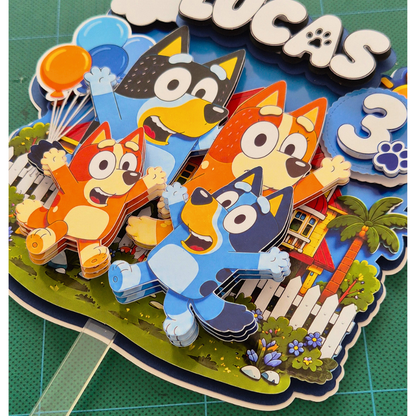 Cake Topper "Cumpleaños Bluey Familia"