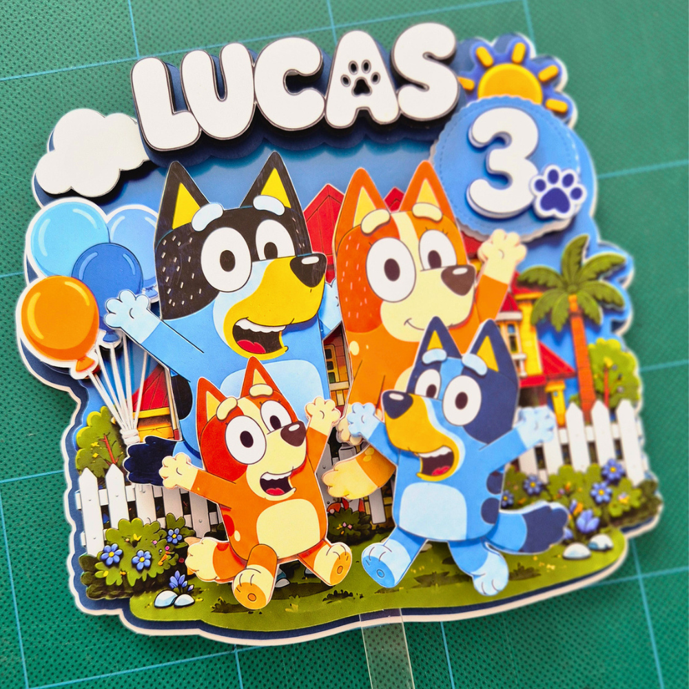 Cake Topper "Cumpleaños Bluey Familia"