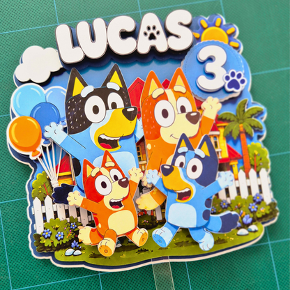 Cake Topper "Cumpleaños Bluey Familia"