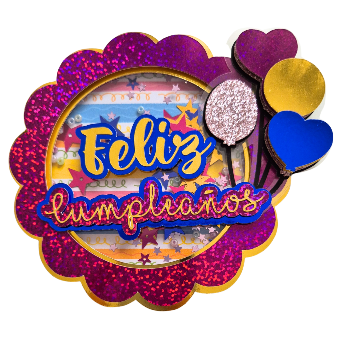 Feliz Cumpleaños Glitter – Cake Topper Personalizado