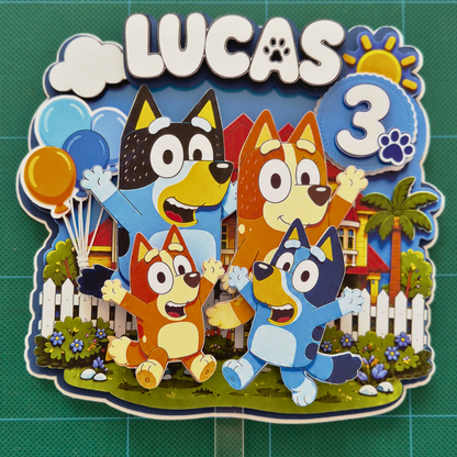 Cake Topper "Cumpleaños Bluey Familia"