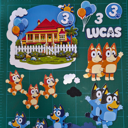 Cake Topper "Cumpleaños Bluey Familia"