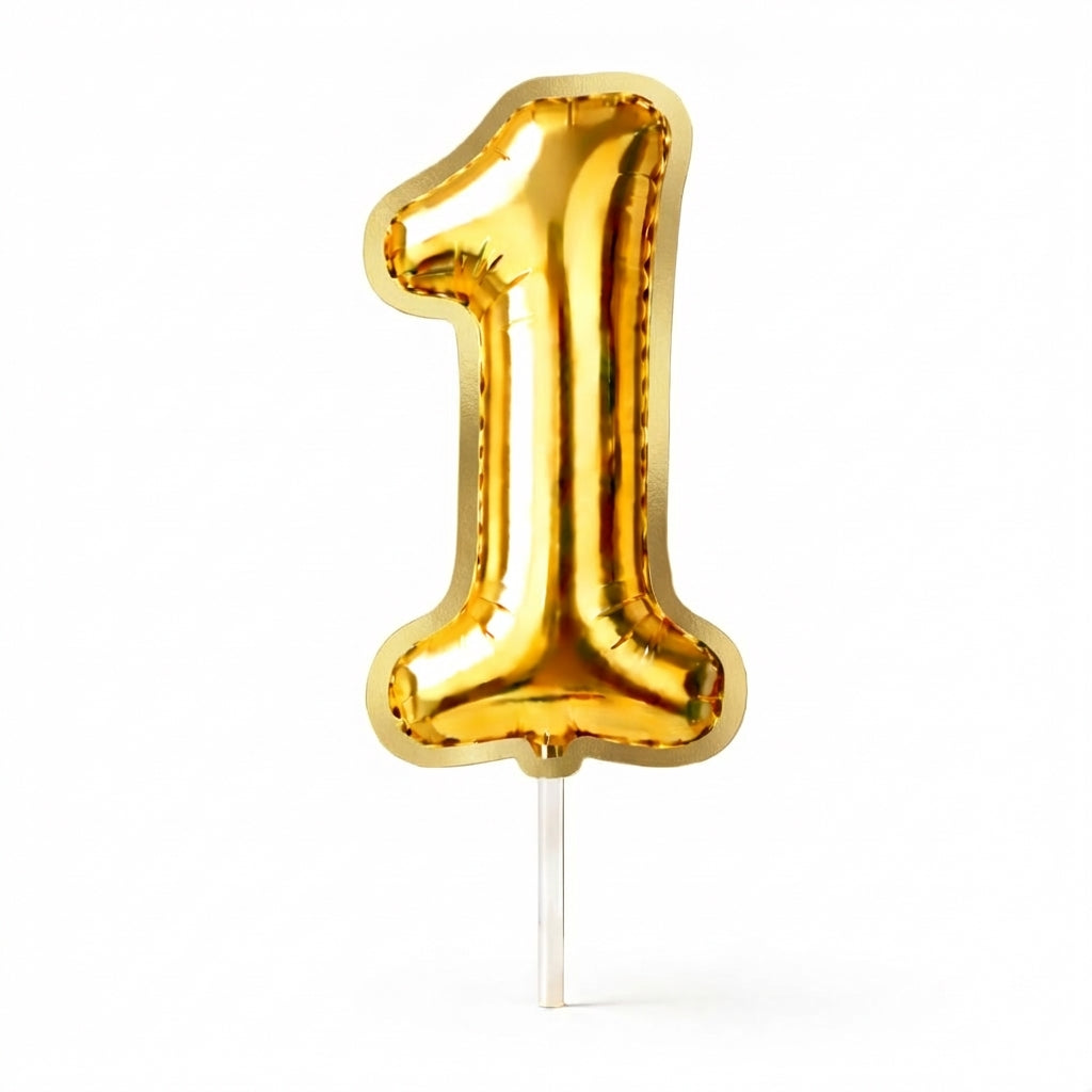 Cake Toppers Números Estilo Globo – Dorado