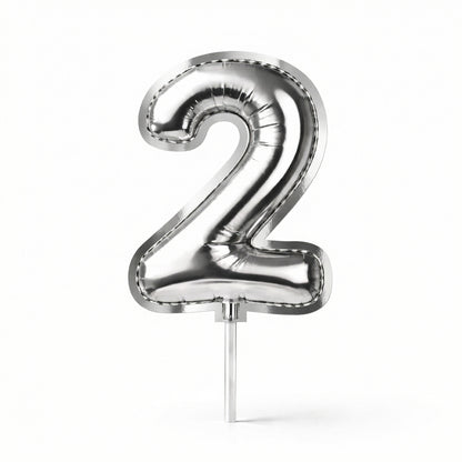 Cake Toppers Números Estilo Globo – Plateado