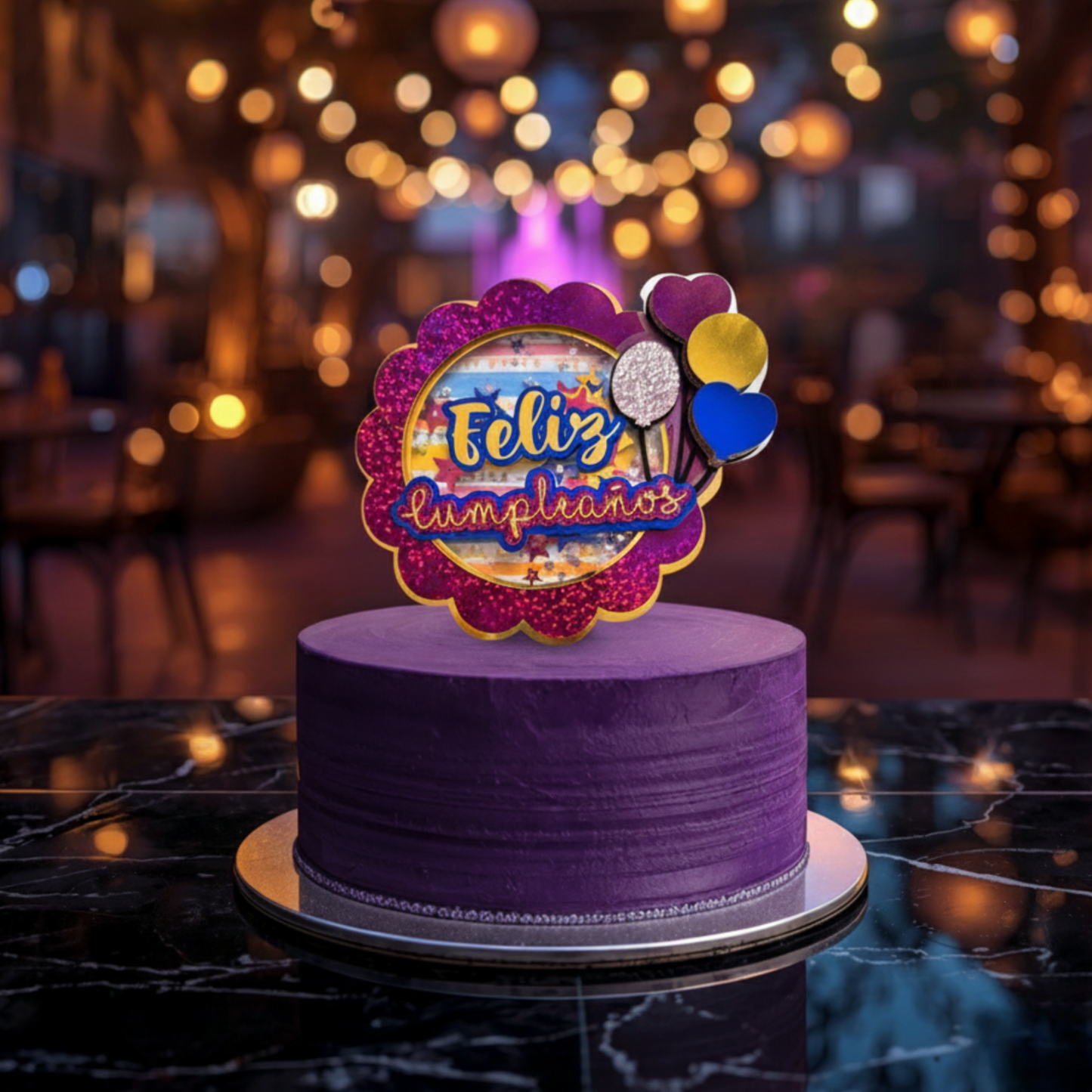 Feliz Cumpleaños Glitter – Cake Topper Personalizado
