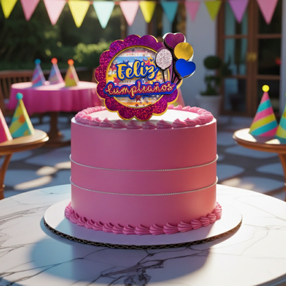 Feliz Cumpleaños Glitter – Cake Topper Personalizado
