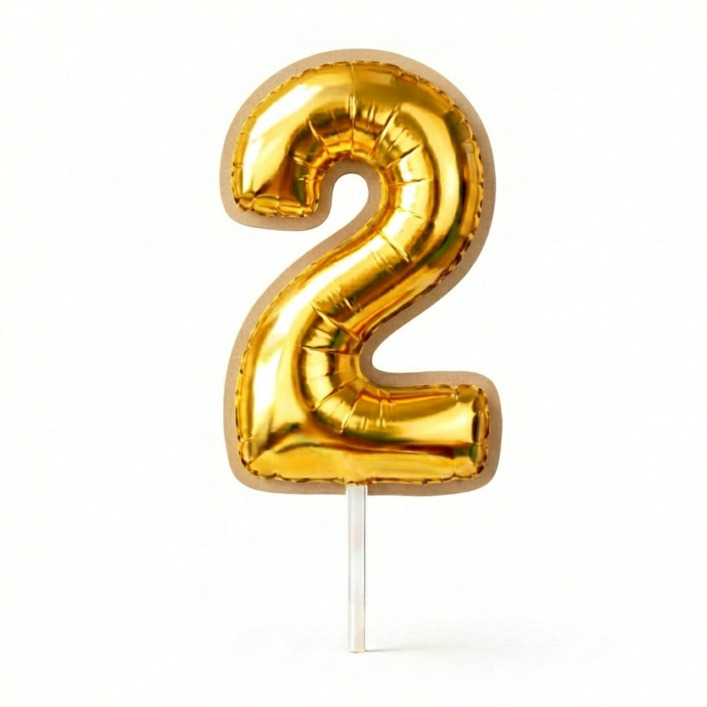 Cake Toppers Números Estilo Globo – Dorado