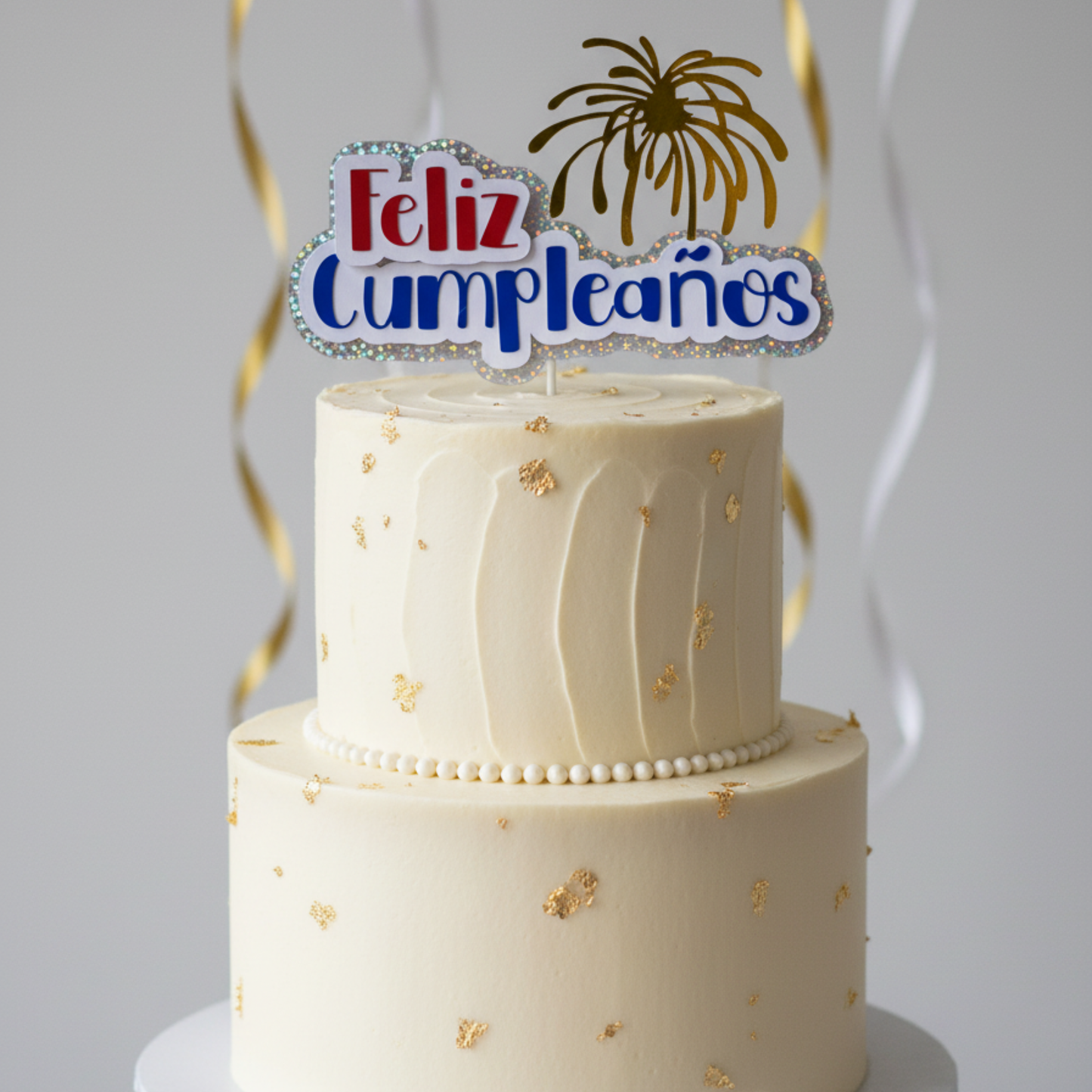 Cake Topper “Feliz Cumpleaños” Fuegos artificiales