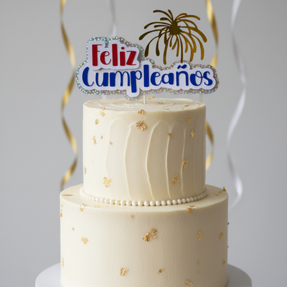 Cake Topper “Feliz Cumpleaños” Fuegos artificiales
