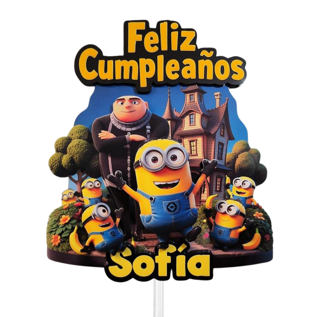 Cake Topper "Cumpleaños traviesos amarillos"