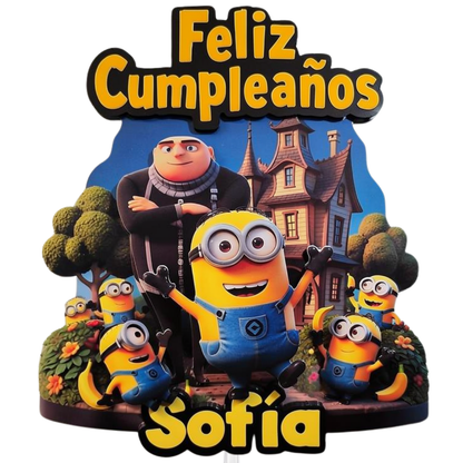 Cake Topper "Cumpleaños traviesos amarillos"