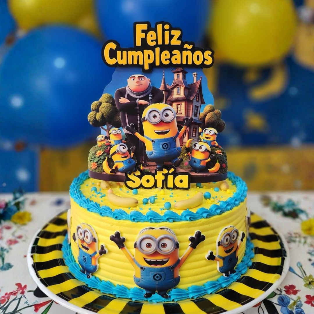 Cake Topper "Cumpleaños traviesos amarillos"