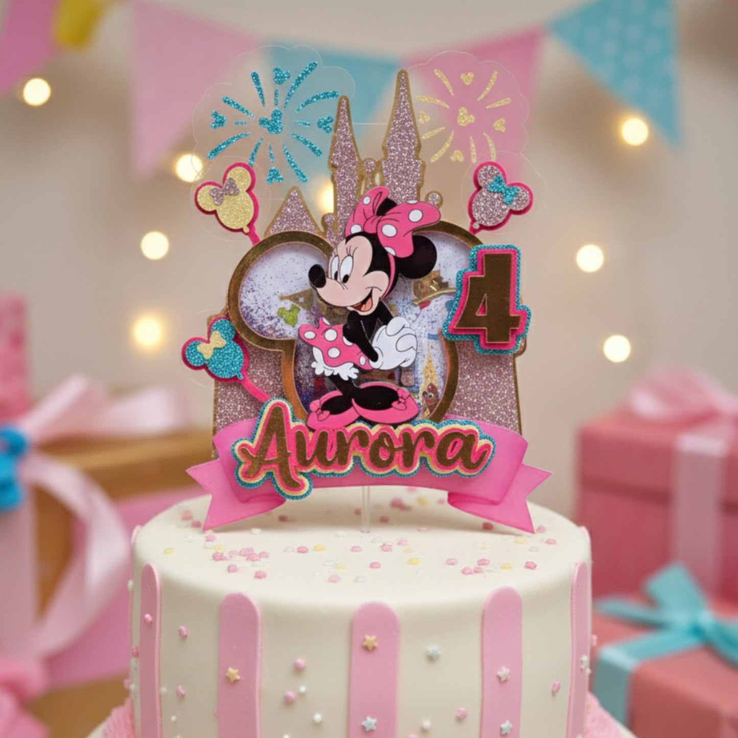 Cake Topper Minnie Castillo Encantado Personalizado