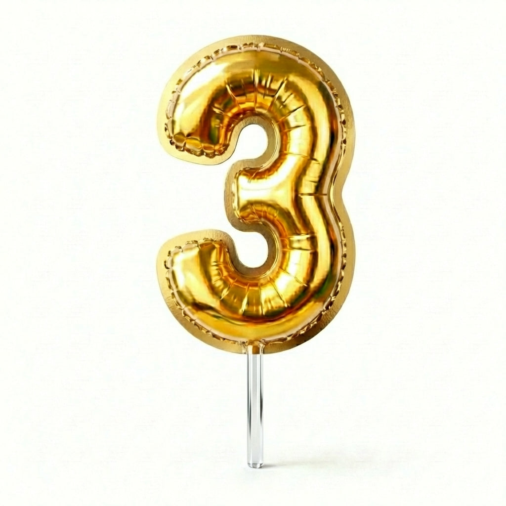 Cake Toppers Números Estilo Globo – Dorado