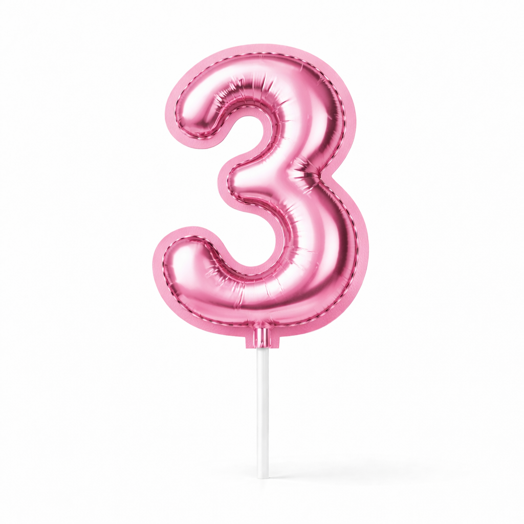 Cake Toppers Números Estilo Globo – Rosa
