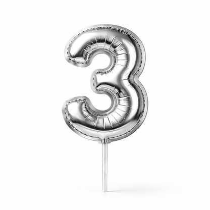Cake Toppers Números Estilo Globo – Plateado