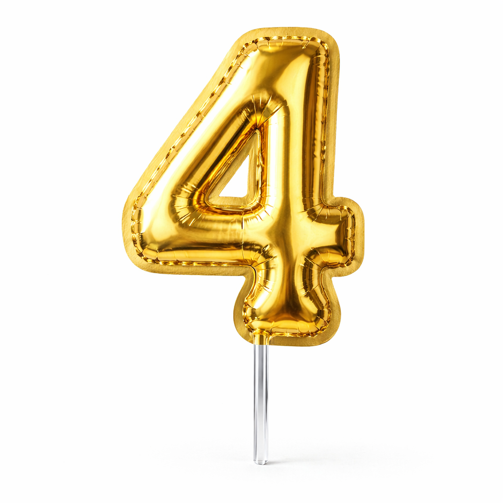 Cake Toppers Números Estilo Globo – Dorado