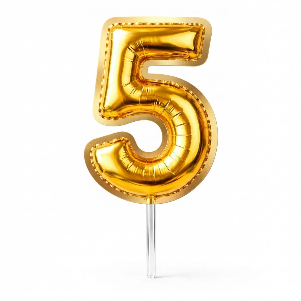 Cake Toppers Números Estilo Globo – Dorado