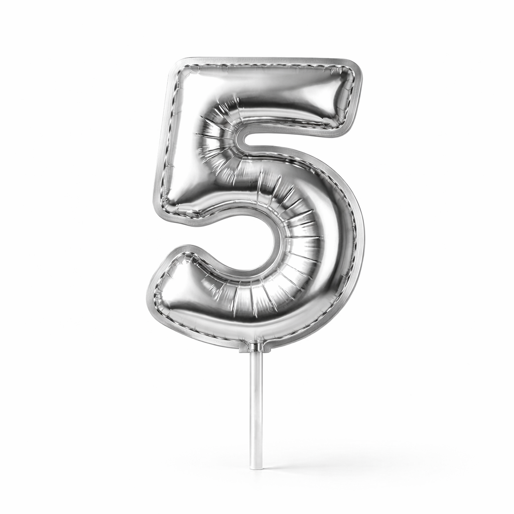 Cake Toppers Números Estilo Globo – Plateado
