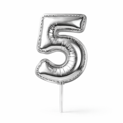 Cake Toppers Números Estilo Globo – Plateado