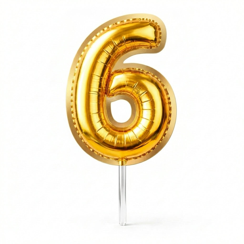 Cake Toppers Números Estilo Globo – Dorado