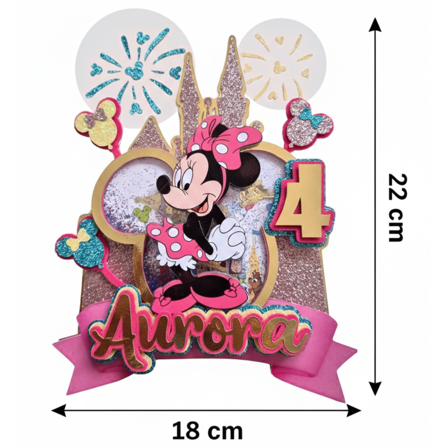Cake Topper Minnie Castillo Encantado Personalizado