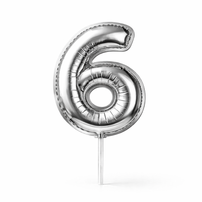 Cake Toppers Números Estilo Globo – Plateado