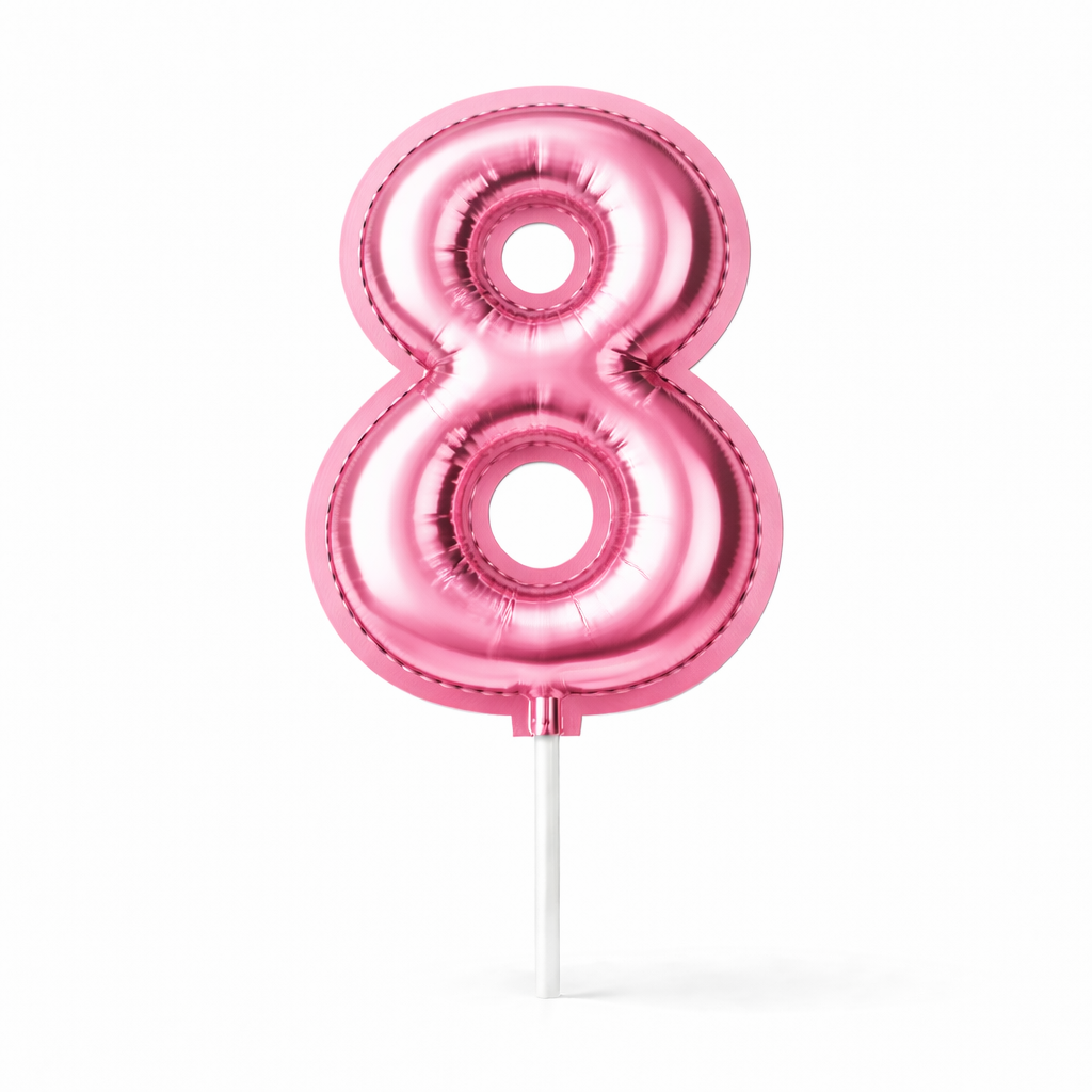 Cake Toppers Números Estilo Globo – Rosa