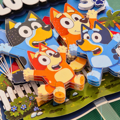 Cake Topper "Cumpleaños Bluey Familia"