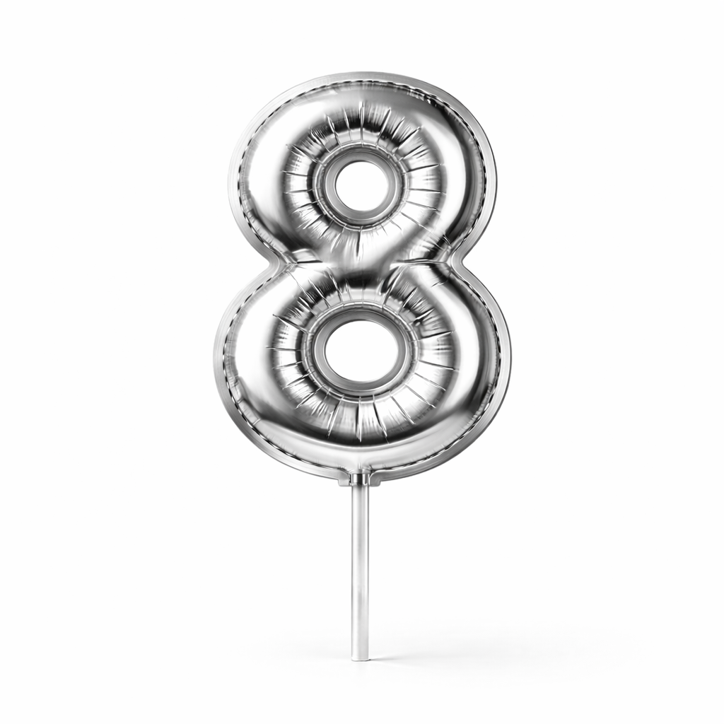 Cake Toppers Números Estilo Globo – Plateado