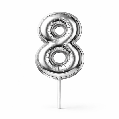 Cake Toppers Números Estilo Globo – Plateado