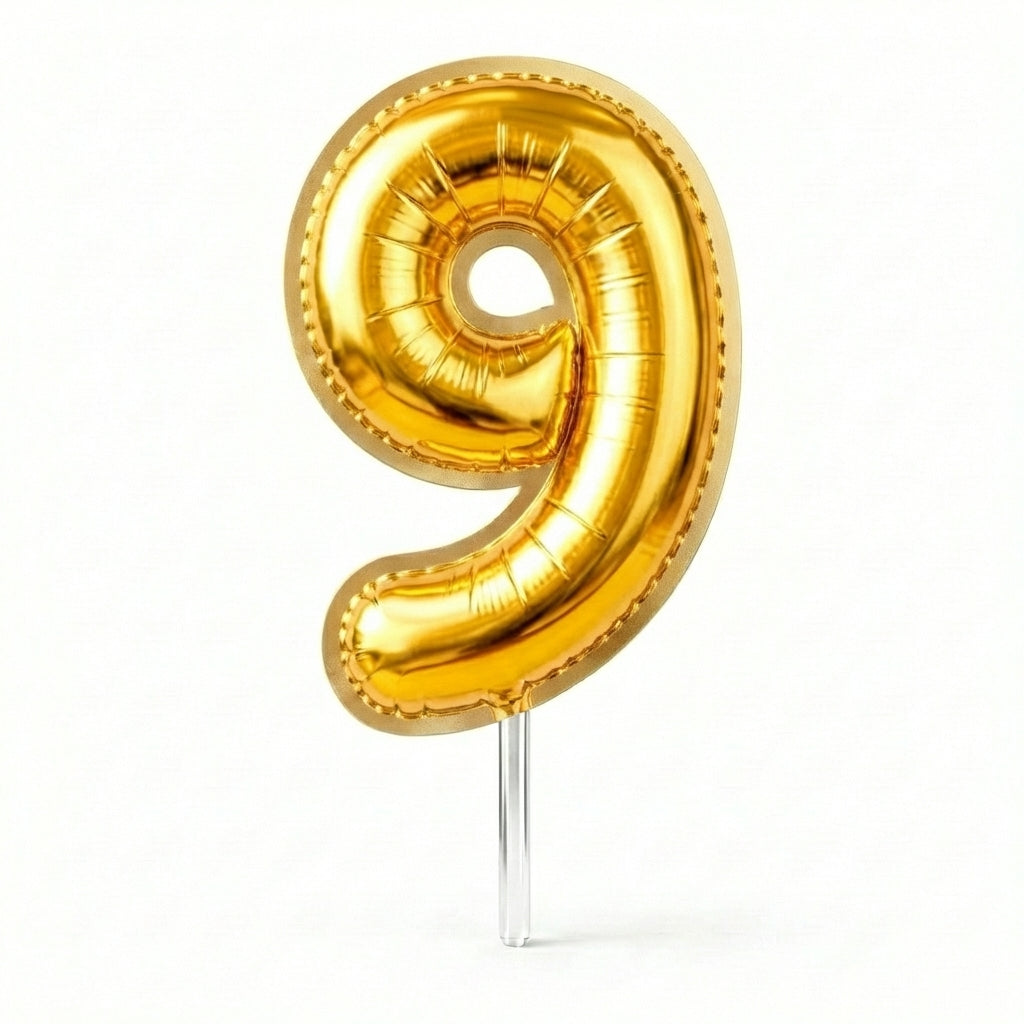 Cake Toppers Números Estilo Globo – Dorado