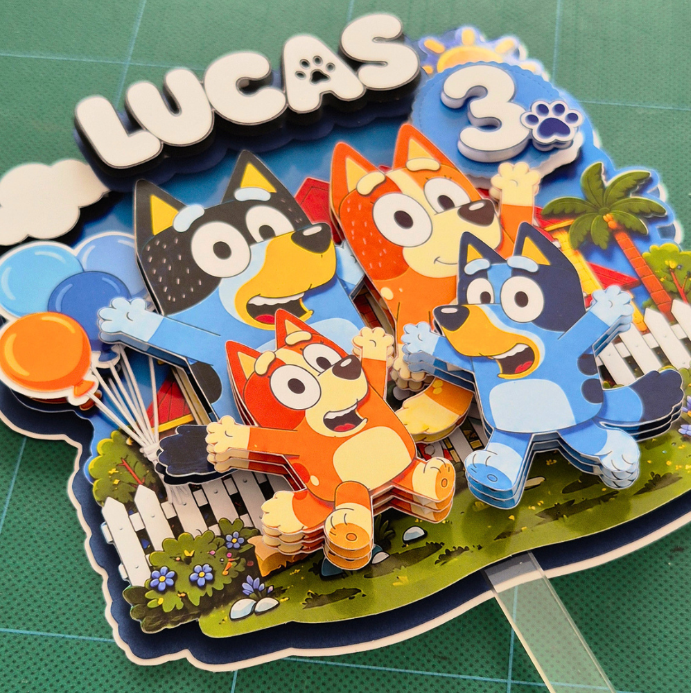 Cake Topper "Cumpleaños Bluey Familia"
