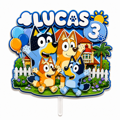 Cake Topper "Cumpleaños Bluey Familia"