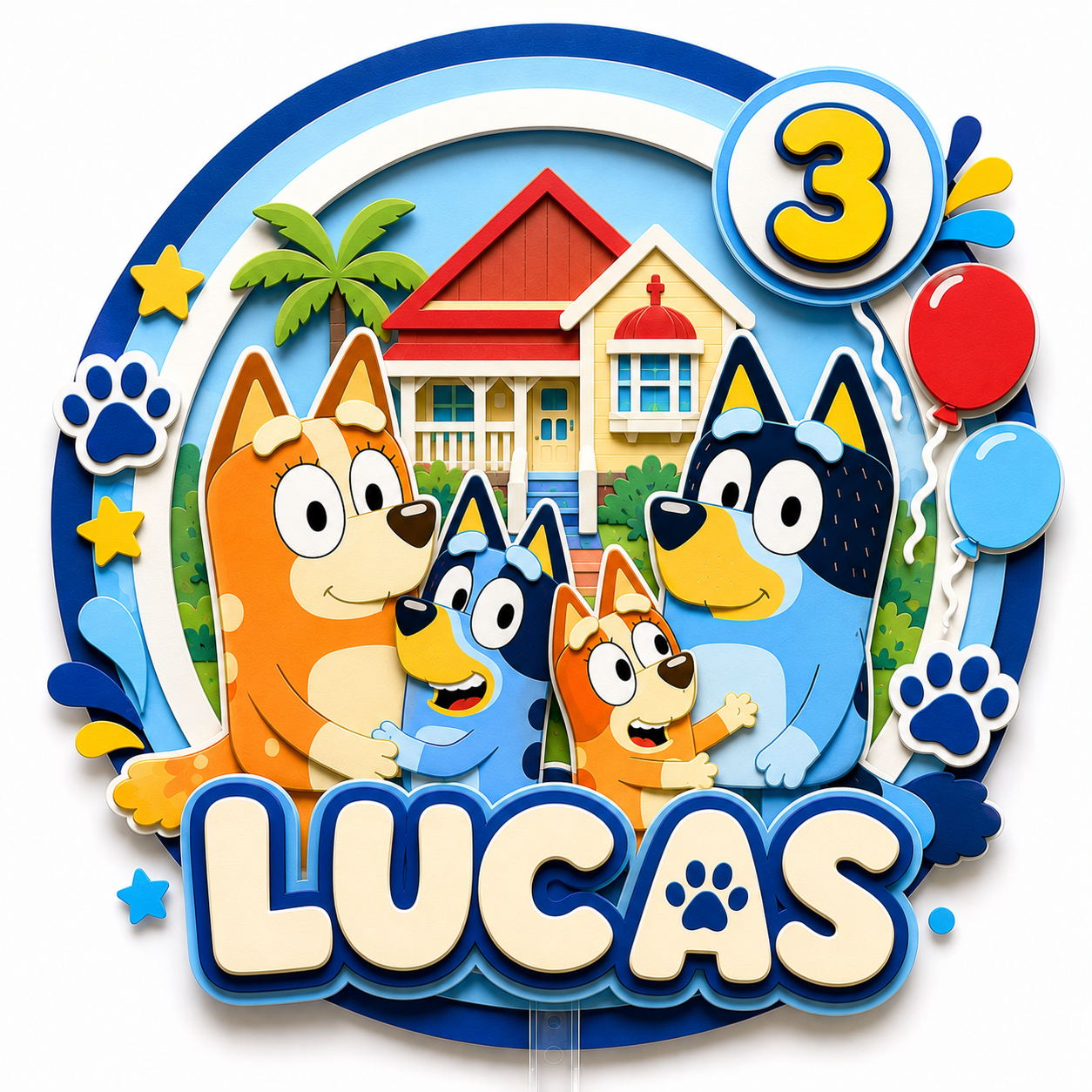Cake Topper "Cumpleaños Bluey"