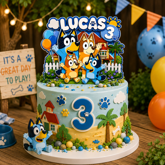 Cake Topper "Cumpleaños Bluey Familia"