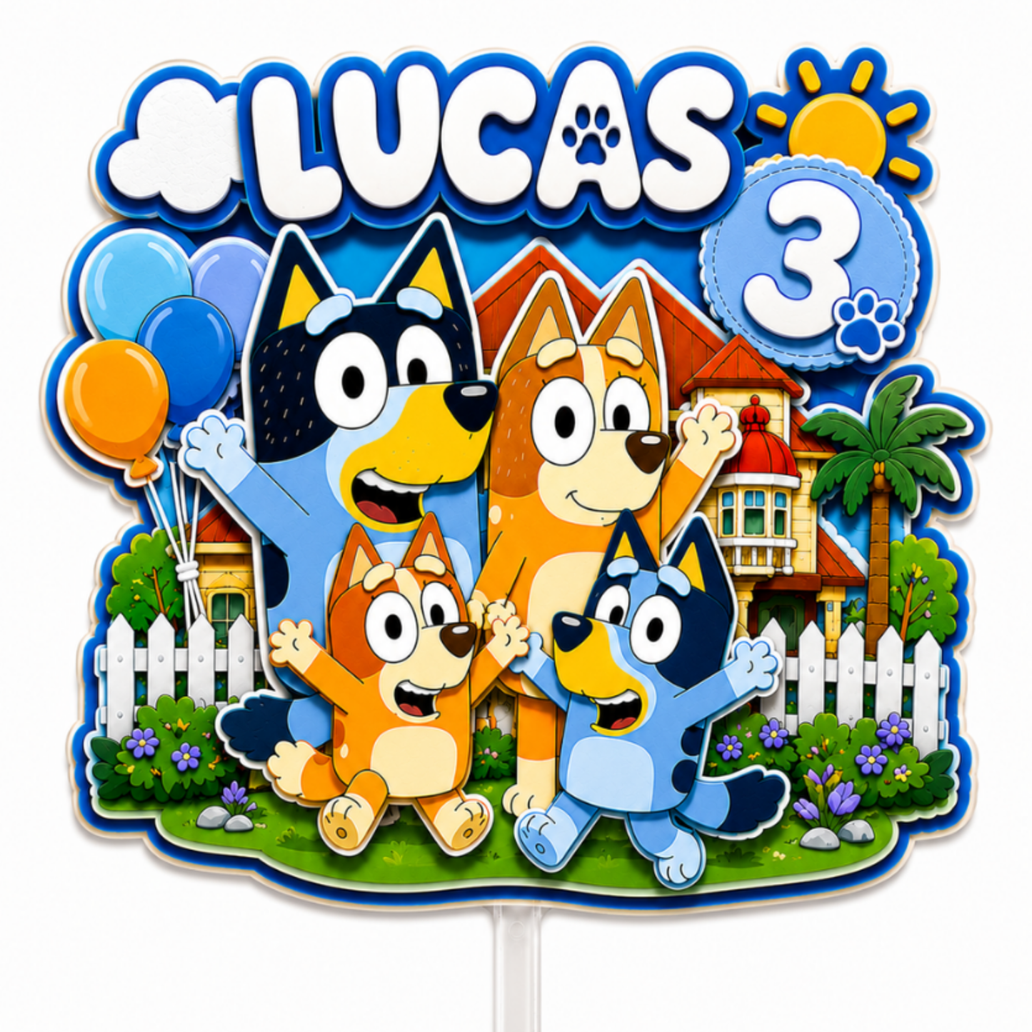 Cake Topper "Cumpleaños Bluey Familia"
