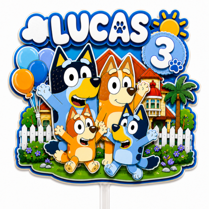 Cake Topper "Cumpleaños Bluey Familia"