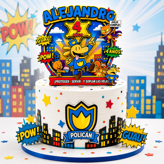 Cake Topper "Cumpleaños Perro Policía"