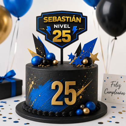 Cake Topper "Cumpleaños Nivel"