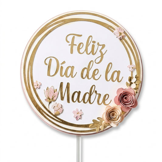 “Feliz Día de la Madre” floral circular