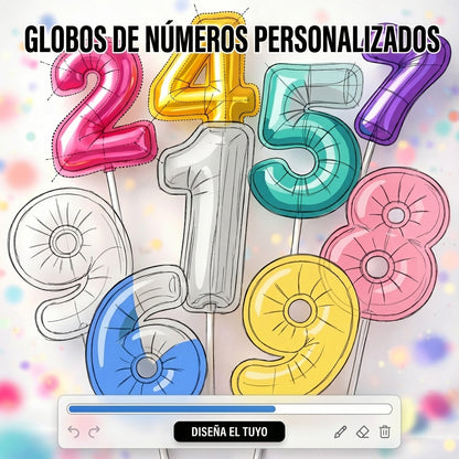 A MEDIDA - Cake Toppers Números Estilo Globo
