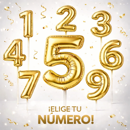 Cake Toppers Números Estilo Globo – Dorado