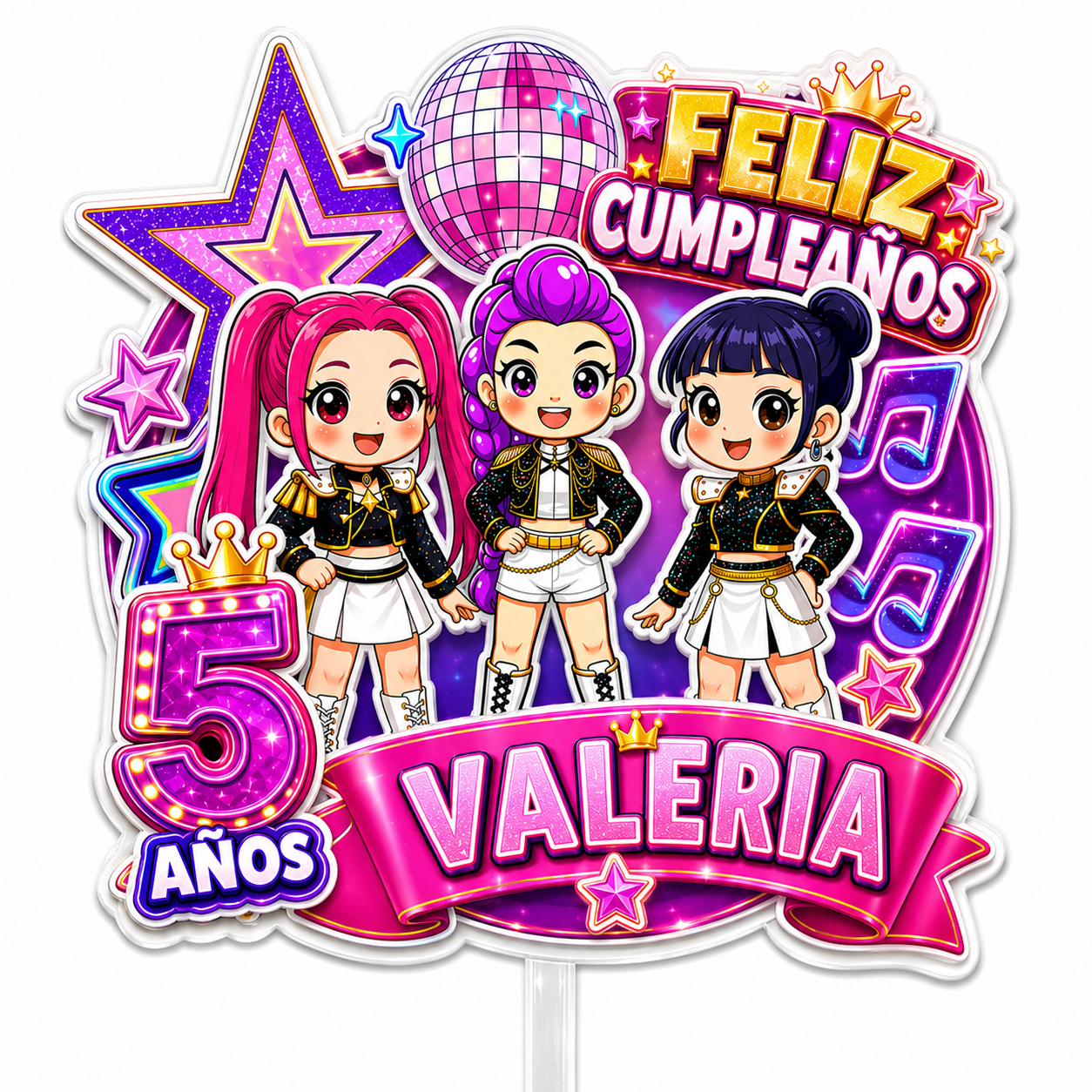 Cake Topper "Cumpleaños KPOP"