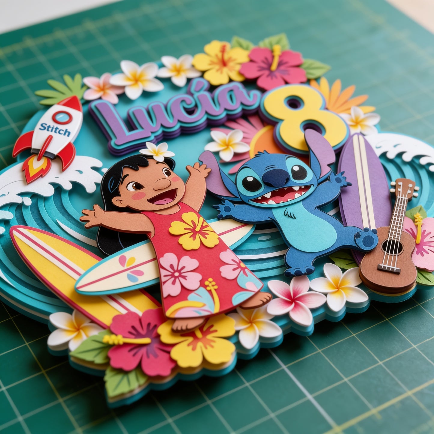 Cake Topper "Cumpleaños Hawaiano"